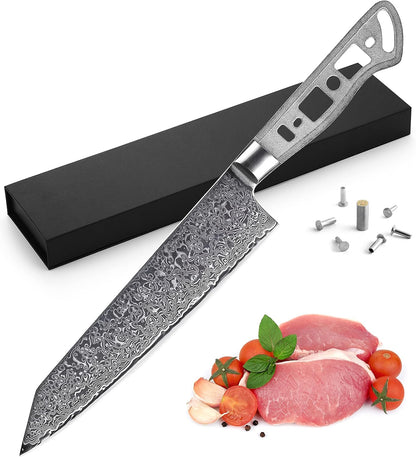 KATSURA Woodworking Project Kit – Kiritsuke Chef Knife Blank – 8 Inch – Japanese Premium AUS 10, 67 Layers Damascus Steel – Perfect for Woodworkers, Crafters – Includes a Handcrafted Gift box