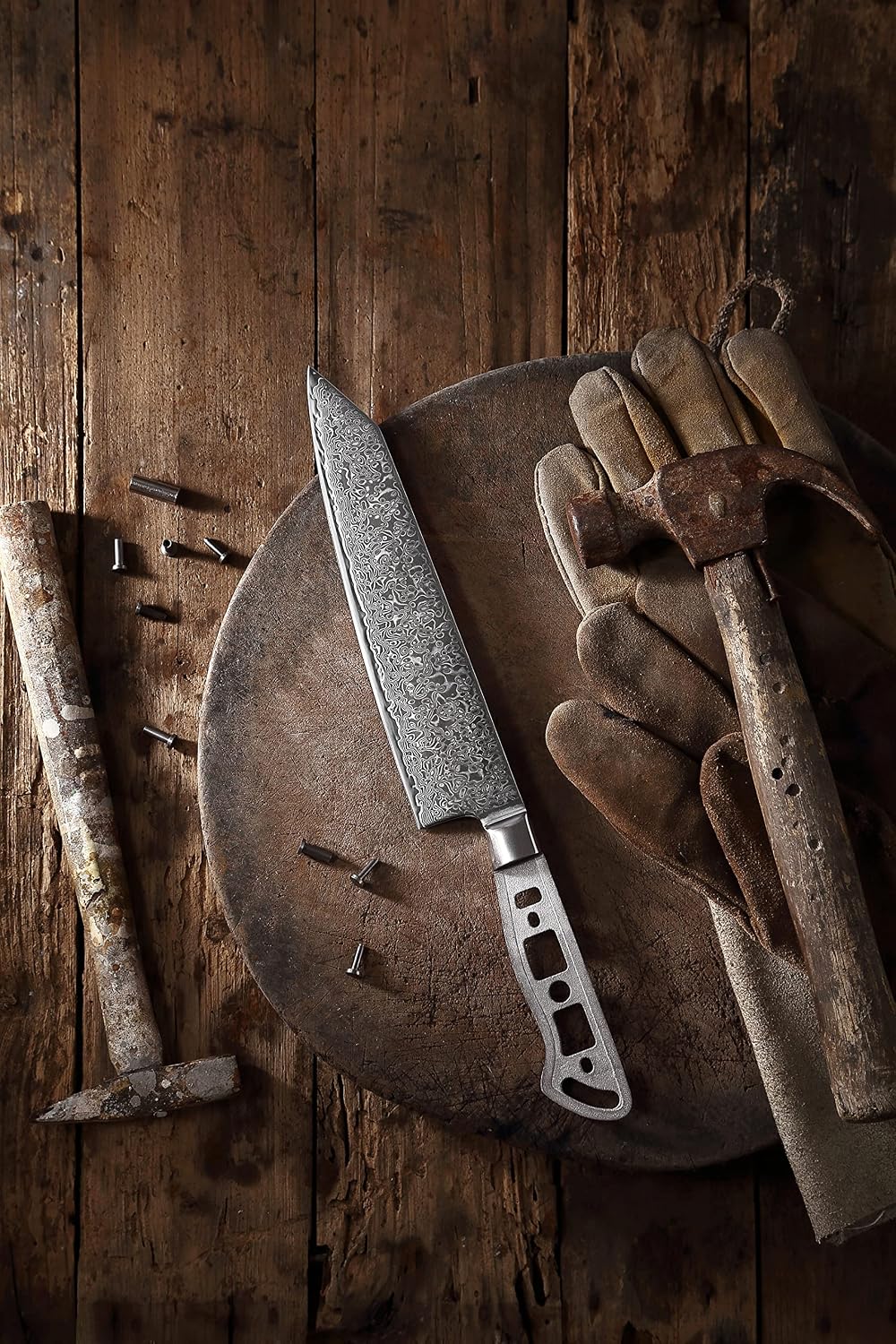 KATSURA Woodworking Project Kit – Kiritsuke Chef Knife Blank – 8 Inch – Japanese Premium AUS 10, 67 Layers Damascus Steel – Perfect for Woodworkers, Crafters – Includes a Handcrafted Gift box