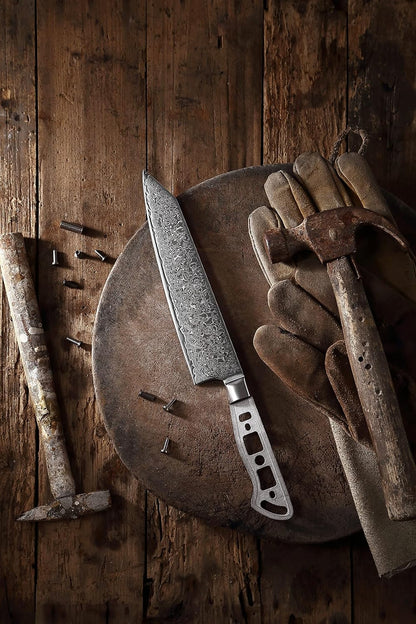 KATSURA Woodworking Project Kit – Kiritsuke Chef Knife Blank – 8 Inch – Japanese Premium AUS 10, 67 Layers Damascus Steel – Perfect for Woodworkers, Crafters – Includes a Handcrafted Gift box