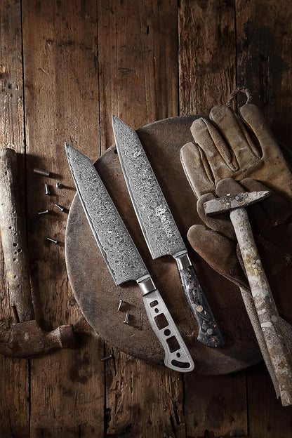 KATSURA Woodworking Project Kit – Kiritsuke Chef Knife Blank – 8 Inch – Japanese Premium AUS 10, 67 Layers Damascus Steel – Perfect for Woodworkers, Crafters – Includes a Handcrafted Gift box