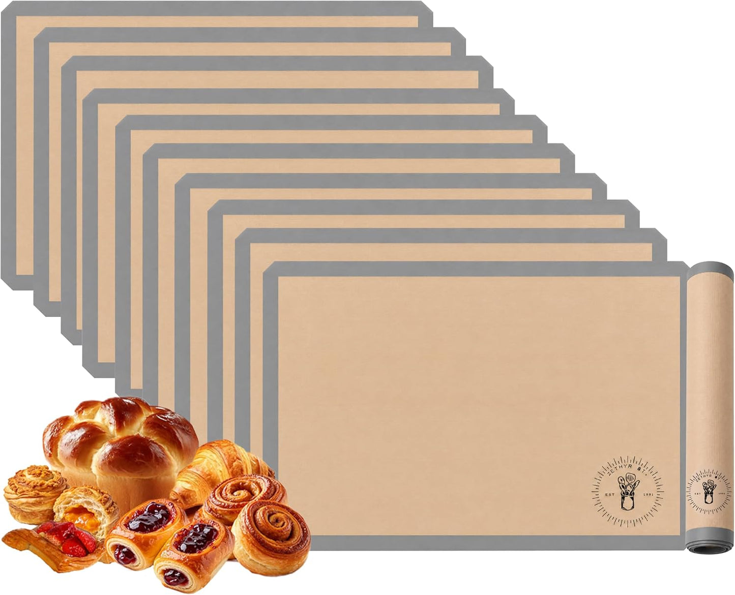 Silicone Baking Mats, Full size, Baking Sheet Liners, Pack of 2, Oven Safe, 16 x 24 inch (40x60 cm), Non-Stick, Silicone Baking Sheet Liner, Perfect For Baking Macarons Cookies And Cakes