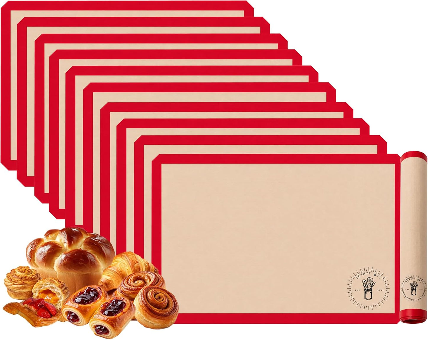 Silicone Baking Mats, Full size, Baking Sheet Liners, Pack of 2, Oven Safe, 16 x 24 inch (40x60 cm), Non-Stick, Silicone Baking Sheet Liner, Perfect For Baking Macarons Cookies And Cakes