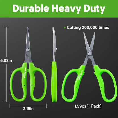 Garden Scissors, 6-in Curved Blade Pruning Shears, Non-Stick Coated Steel