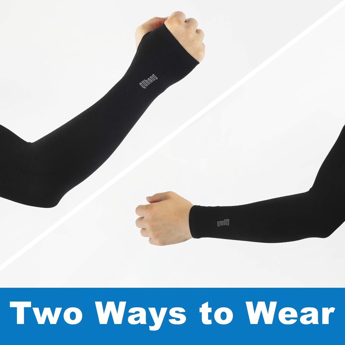 Arm Compression Sleeves for Women Men, UV Sun Protection Thumb Hole | 6 Pairts Black, SPF UPF50+ Keep cooling in summer, for driving golf cycling fishing