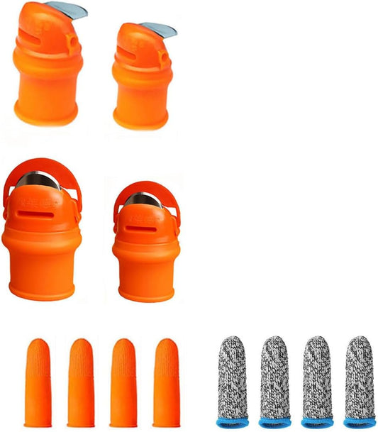 12pcs Silicone Thumb Knife Gardening Tool Set for Harvesting, Plant Fruit Picking, Trimming, Thumb Cutter for Finger Protection（Flat & Tilt B