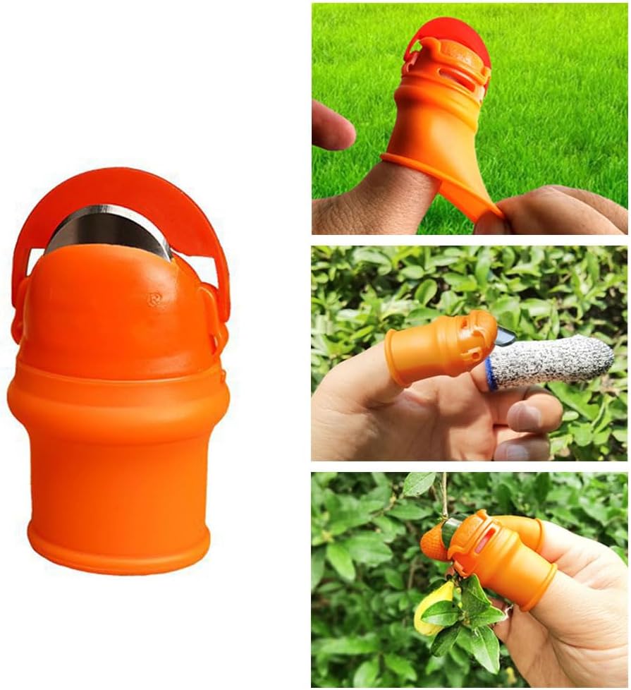 12pcs Silicone Thumb Knife Gardening Tool Set for Harvesting, Plant Fruit Picking, Trimming, Thumb Cutter for Finger Protection（Flat & Tilt B