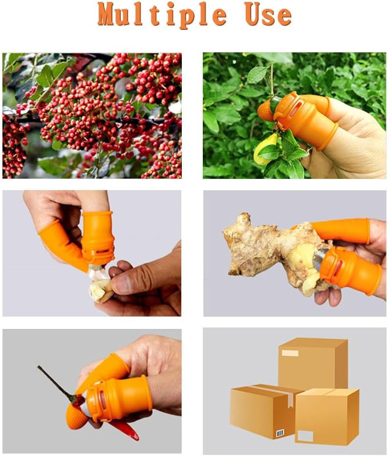 12pcs Silicone Thumb Knife Gardening Tool Set for Harvesting, Plant Fruit Picking, Trimming, Thumb Cutter for Finger Protection（Flat & Tilt B