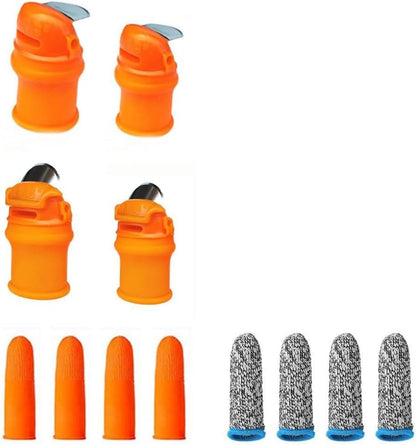 12pcs Silicone Thumb Knife Gardening Tool Set for Harvesting, Plant Fruit Picking, Trimming, Thumb Cutter for Finger Protection（Flat & Tilt B