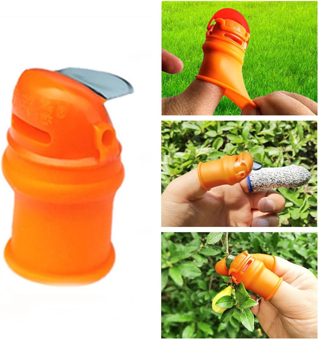 12pcs Silicone Thumb Knife Gardening Tool Set for Harvesting, Plant Fruit Picking, Trimming, Thumb Cutter for Finger Protection（Flat & Tilt B