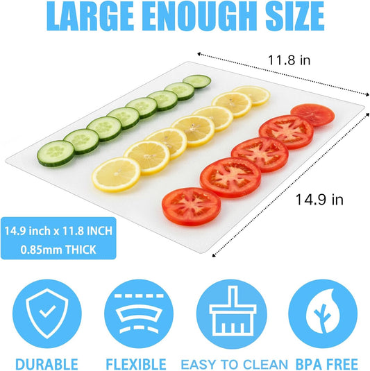 30 Pc Plastic Cutting Board Mats, Flexible Clear Cutting Mats 15 x 12 In, Kitchen Cutting Board Sheets Frosted Placemats BPA-Free, Non-Porous