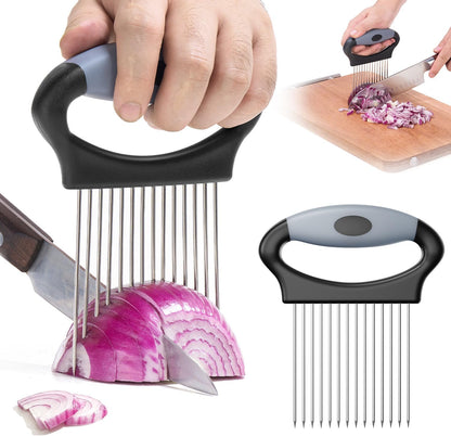 Large Onion Slicer Holder, Stainless Steel Onion Holder for Slicing, Multi-Purpose Vegetable Chopper Tomato Slicer, Food Cutter Assistant Tool for Potato, Avocado, Egg, Lemon, Fruit, Meat Tenderizer