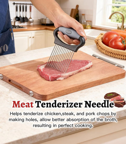 Large Onion Slicer Holder, Stainless Steel Onion Holder for Slicing, Multi-Purpose Vegetable Chopper Tomato Slicer, Food Cutter Assistant Tool for Potato, Avocado, Egg, Lemon, Fruit, Meat Tenderizer