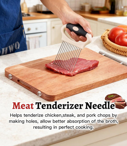 Large Onion Slicer Holder, Stainless Steel Onion Holder for Slicing, Multi-Purpose Vegetable Chopper Tomato Slicer, Food Cutter Assistant Tool for Potato, Avocado, Egg, Lemon, Fruit, Meat Tenderizer