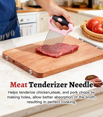 Large Onion Slicer Holder, Stainless Steel Onion Holder for Slicing, Multi-Purpose Vegetable Chopper Tomato Slicer, Food Cutter Assistant Tool for Potato, Avocado, Egg, Lemon, Fruit, Meat Tenderizer