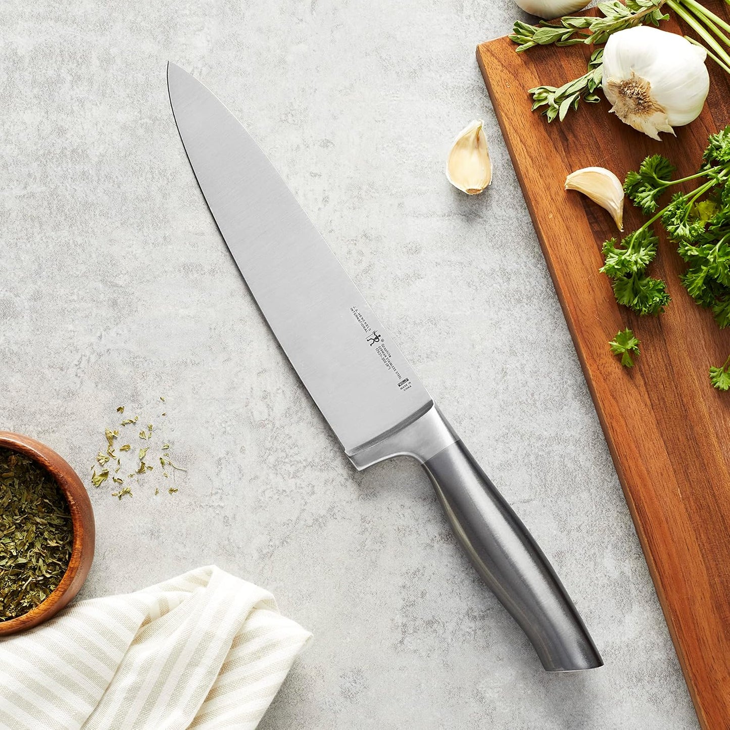 Modernist Razor-Sharp 8-inch Chef Knife, German Engineered Informed by 100+ Years of Mastery, Gray