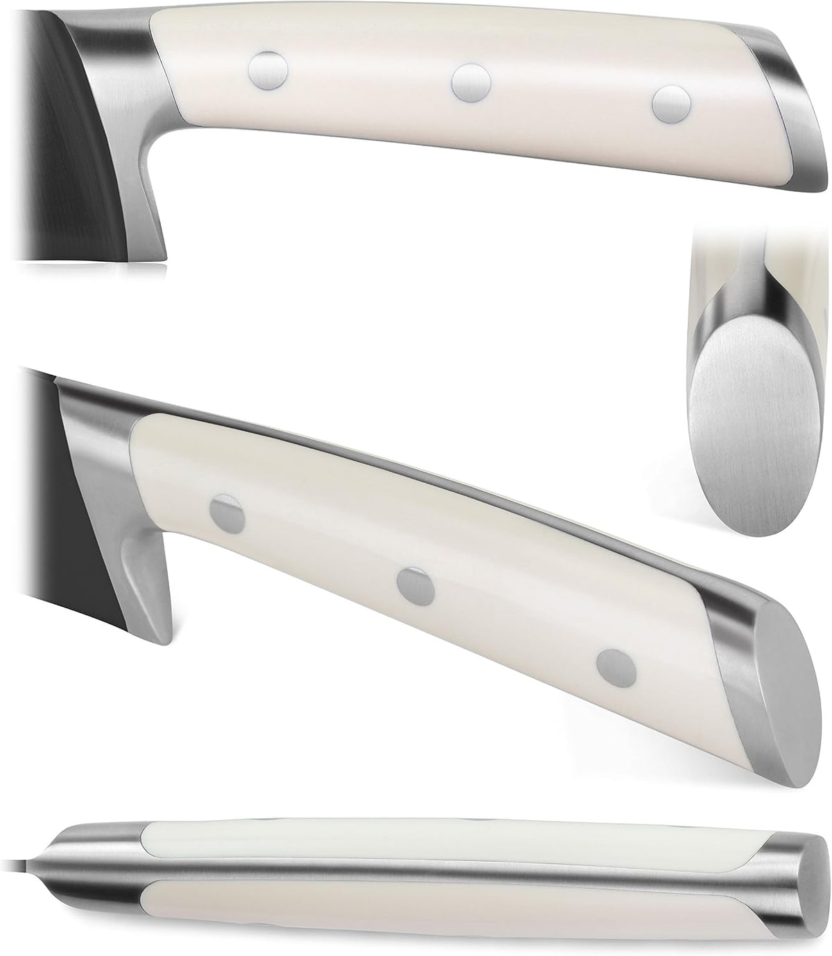 Cangshan S+ Series 1022100 German Steel Forged 2-Piece Titanium Coated Santoku Starter Knife Set with Sheaths, Vanilla White