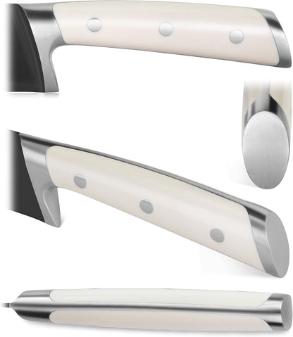 Cangshan S+ Series 1022100 German Steel Forged 2-Piece Titanium Coated Santoku Starter Knife Set with Sheaths, Vanilla White