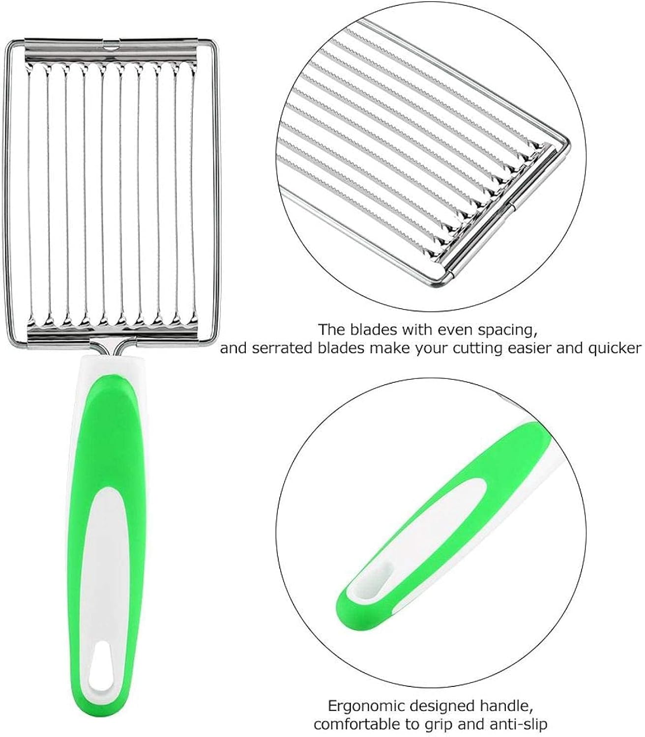 Luncheon Meat Cutter, Stainless Steel Slicer with Handle, Cheese Egg Ham Serrated Knife