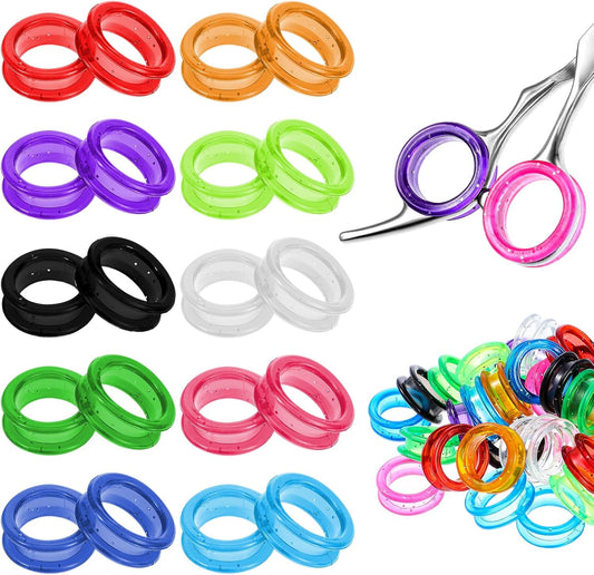 30 Pcs Silicone Scissors Finger Rings Soft Thumb Inserts Protection Pet Grooming Shear Finger Ring Barber Grips for Dog Hair Cutting Barber Accessories
