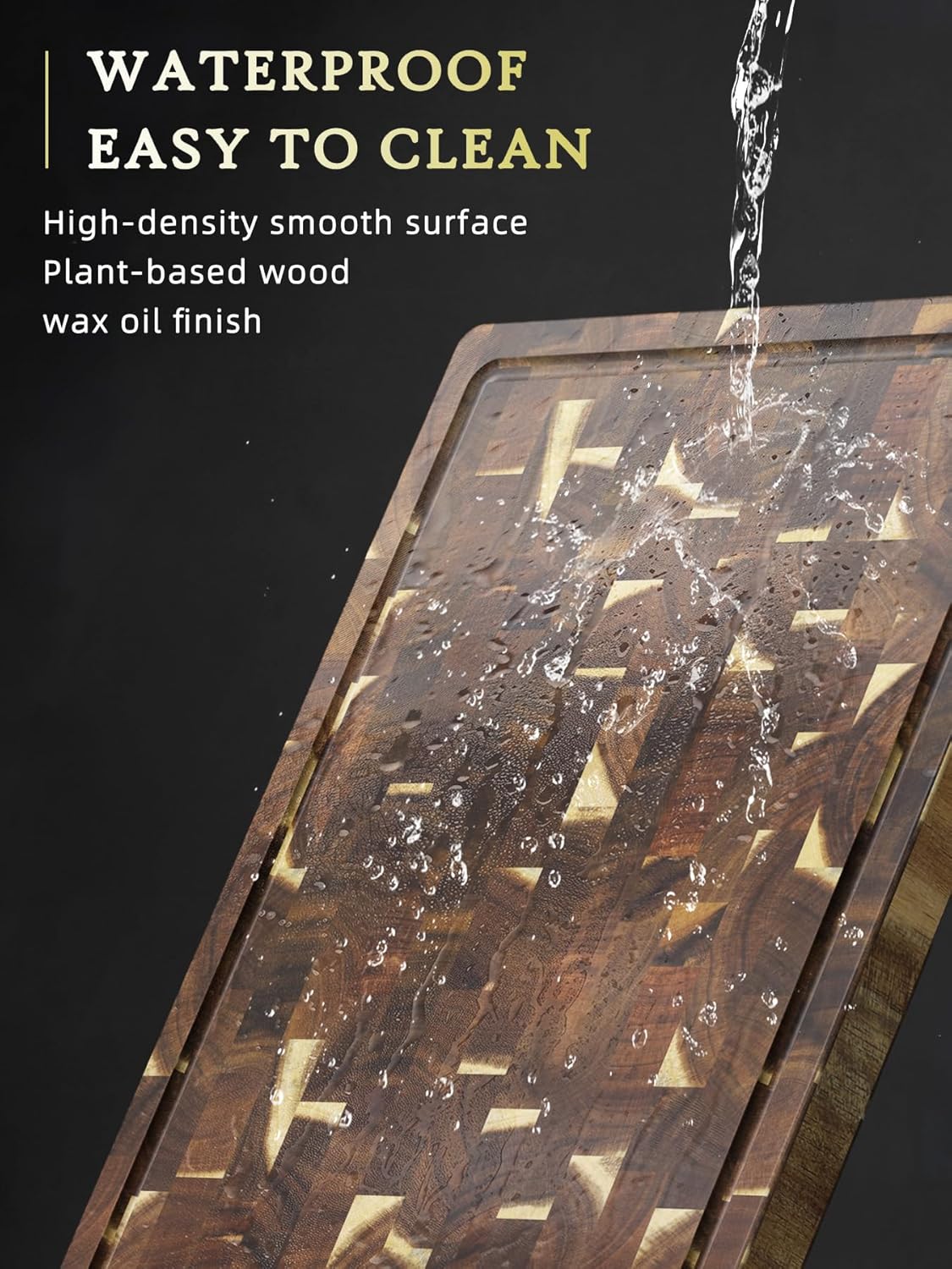 3 Packs Acacia Wood Cutting Board Set, Extra Large Cutting Boards for Kitchen Meal Prep, Durable Chopping Board with Built-in Ergonomic Handles & Deep Juice Grooves