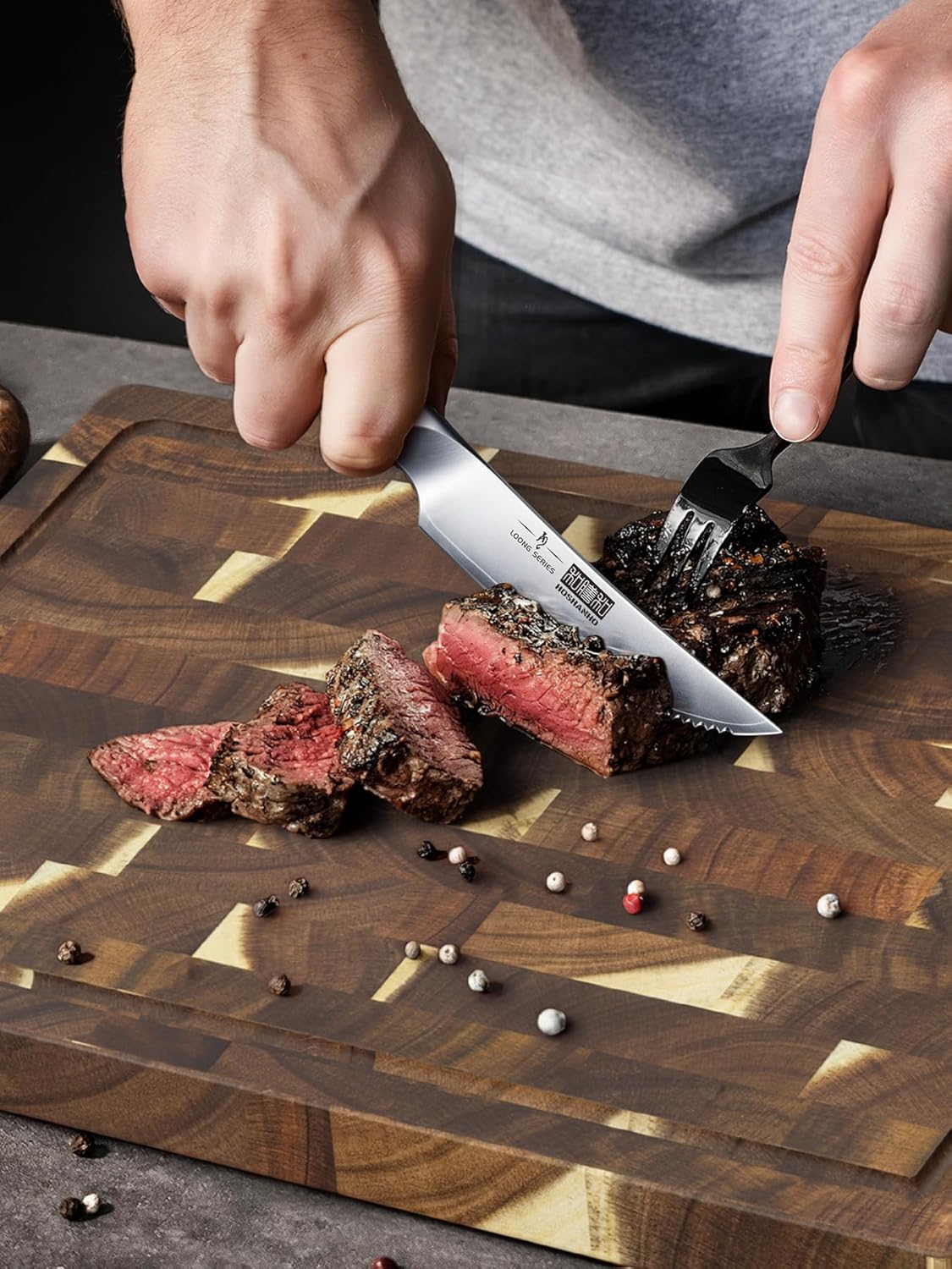 3 Packs Acacia Wood Cutting Board Set, Extra Large Cutting Boards for Kitchen Meal Prep, Durable Chopping Board with Built-in Ergonomic Handles & Deep Juice Grooves