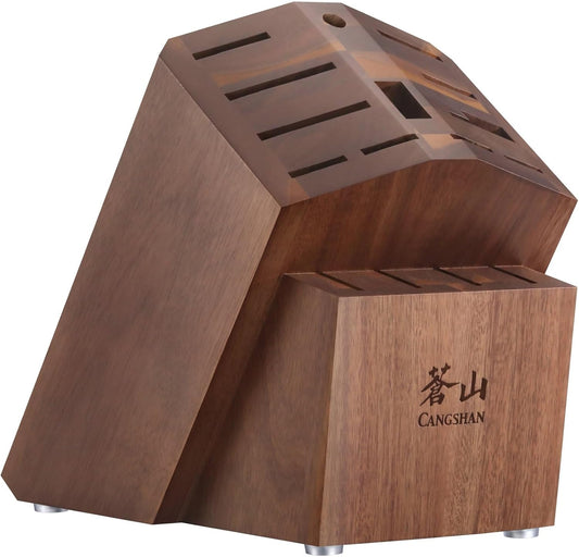 Cangshan Empty Knife Block, 16-Slot Organizer, Angled Top (Acacia Wood)