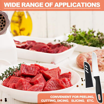 50 Pcs Paring Knives with Cover 7.5 Inch Sharp Stainless Steel Knife with Ergonomic Plastic Handle and Blade Cover for Fruit Vegetable Kitchen, Black