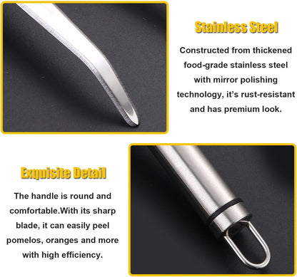 Stainless Steel Fruit Knife Orange Peeler Tools Grapefruit Utensil Tool for Citrus Lemon Kiwi Salads Melon Lime Pitaya Apple