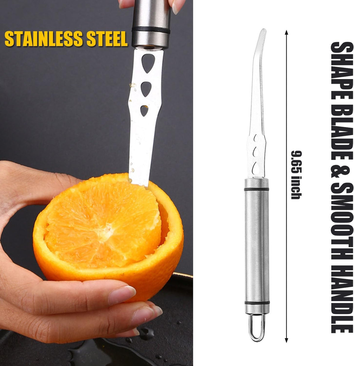 Stainless Steel Fruit Knife Orange Peeler Tools Grapefruit Utensil Tool for Citrus Lemon Kiwi Salads Melon Lime Pitaya Apple