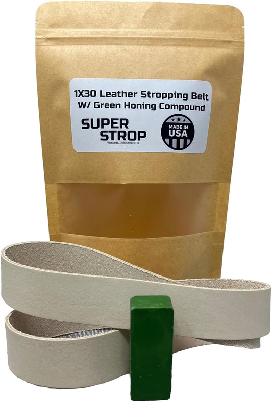 1 X 30 Inch Leather Honing Polishing Belts Available in Multiple Packs (1X30 Leather Belt W/Green Compound)