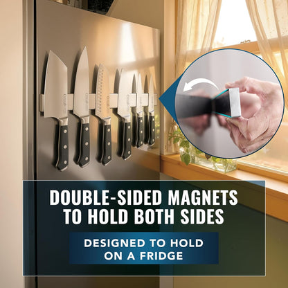 Magnetic Knife Holder for Wall and Fridge - 16" Stainless Steel Knife Magnetic Strip - Holds up to 15 Lbs, Easy to Mount, With Strong Magnets or Screws