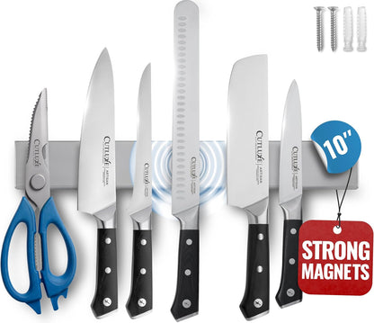 Magnetic Knife Holder for Wall and Fridge - 16" Stainless Steel Knife Magnetic Strip - Holds up to 15 Lbs, Easy to Mount, With Strong Magnets or Screws