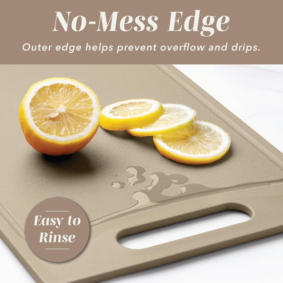 Non-Slip Cutting Board Set – Kitchen Essentials with Easy Grip Handle for Meat, Veggies, and Fruits, 4 Cutting Boards, Brown