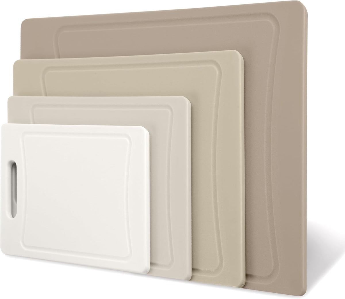 Non-Slip Cutting Board Set – Kitchen Essentials with Easy Grip Handle for Meat, Veggies, and Fruits, 4 Cutting Boards, Brown