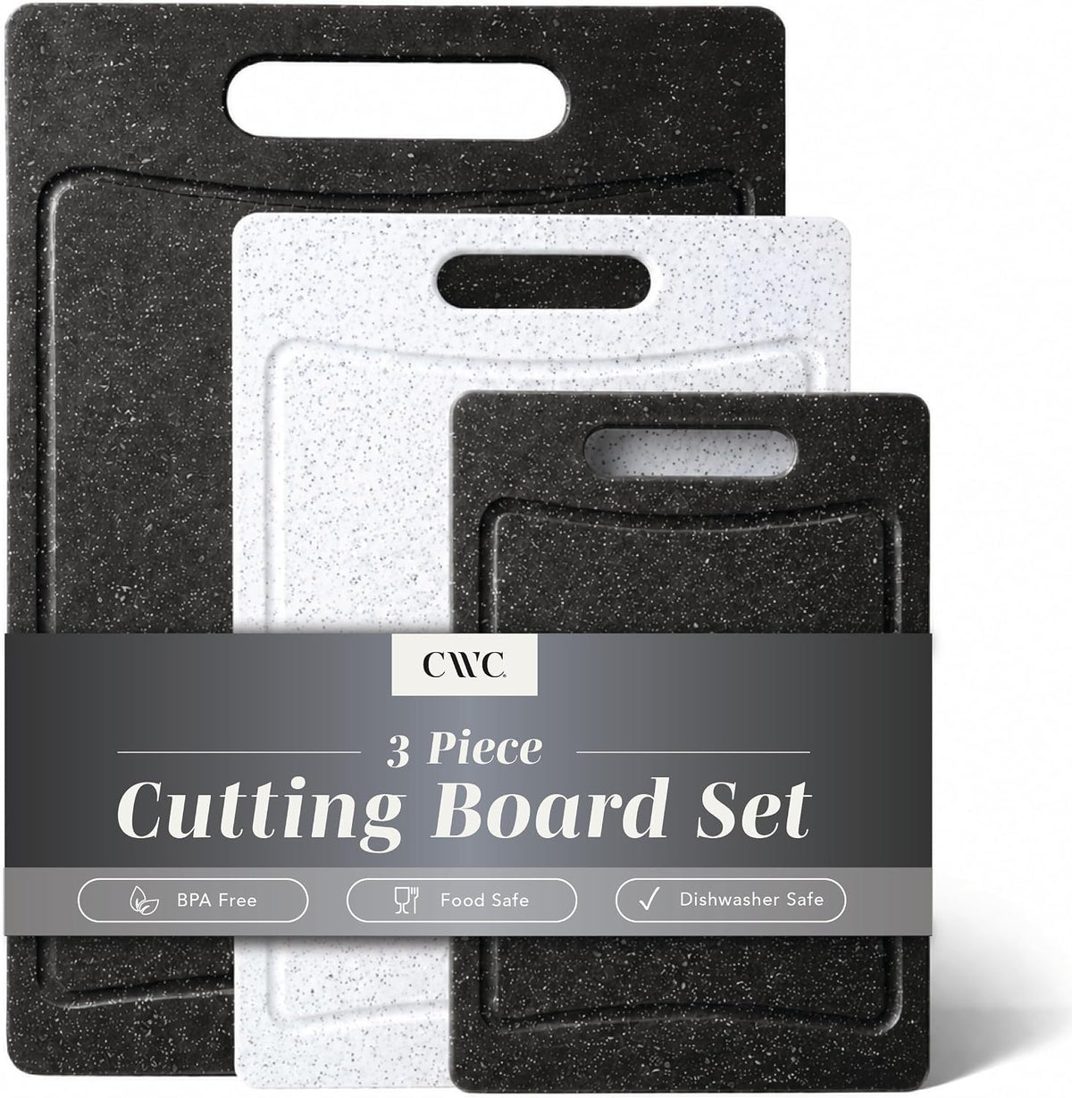 Non-Slip Cutting Board Set – Kitchen Essentials with Easy Grip Handle for Meat, Veggies, and Fruits, 4 Cutting Boards, Brown