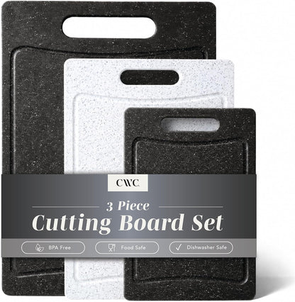 Non-Slip Cutting Board Set – Kitchen Essentials with Easy Grip Handle for Meat, Veggies, and Fruits, 4 Cutting Boards, Brown