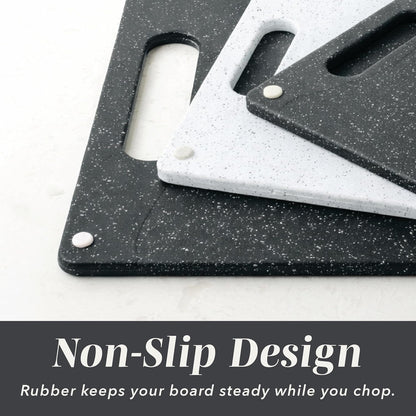 Non-Slip Cutting Board Set – Kitchen Essentials with Easy Grip Handle for Meat, Veggies, and Fruits, 4 Cutting Boards, Brown