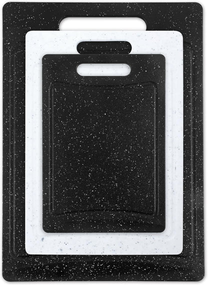 Non-Slip Cutting Board Set – Kitchen Essentials with Easy Grip Handle for Meat, Veggies, and Fruits, 4 Cutting Boards, Brown