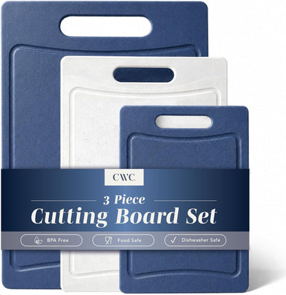 Non-Slip Cutting Board Set – Kitchen Essentials with Easy Grip Handle for Meat, Veggies, and Fruits, 4 Cutting Boards, Brown