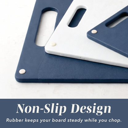 Non-Slip Cutting Board Set – Kitchen Essentials with Easy Grip Handle for Meat, Veggies, and Fruits, 4 Cutting Boards, Brown
