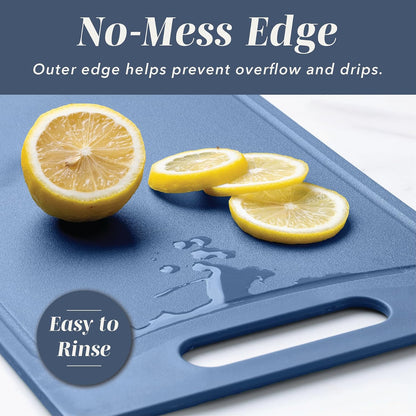 Non-Slip Cutting Board Set – Kitchen Essentials with Easy Grip Handle for Meat, Veggies, and Fruits, 4 Cutting Boards, Brown