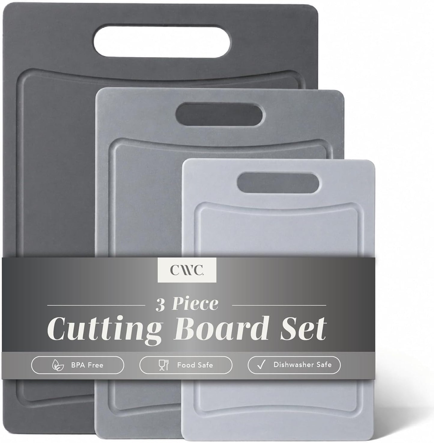 Non-Slip Cutting Board Set – Kitchen Essentials with Easy Grip Handle for Meat, Veggies, and Fruits, 4 Cutting Boards, Brown