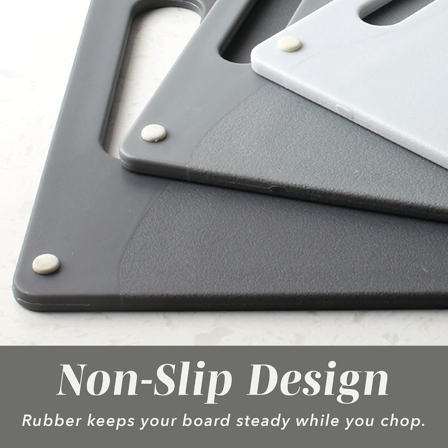 Non-Slip Cutting Board Set – Kitchen Essentials with Easy Grip Handle for Meat, Veggies, and Fruits, 4 Cutting Boards, Brown