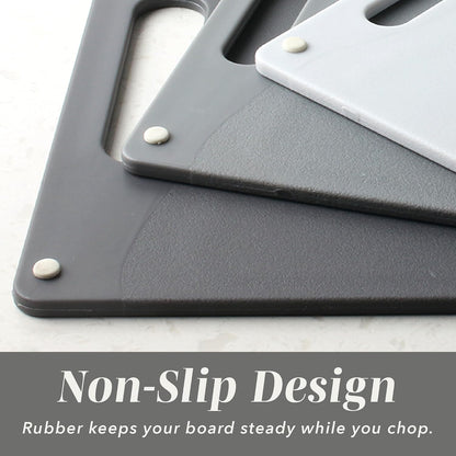 Non-Slip Cutting Board Set – Kitchen Essentials with Easy Grip Handle for Meat, Veggies, and Fruits, 4 Cutting Boards, Brown