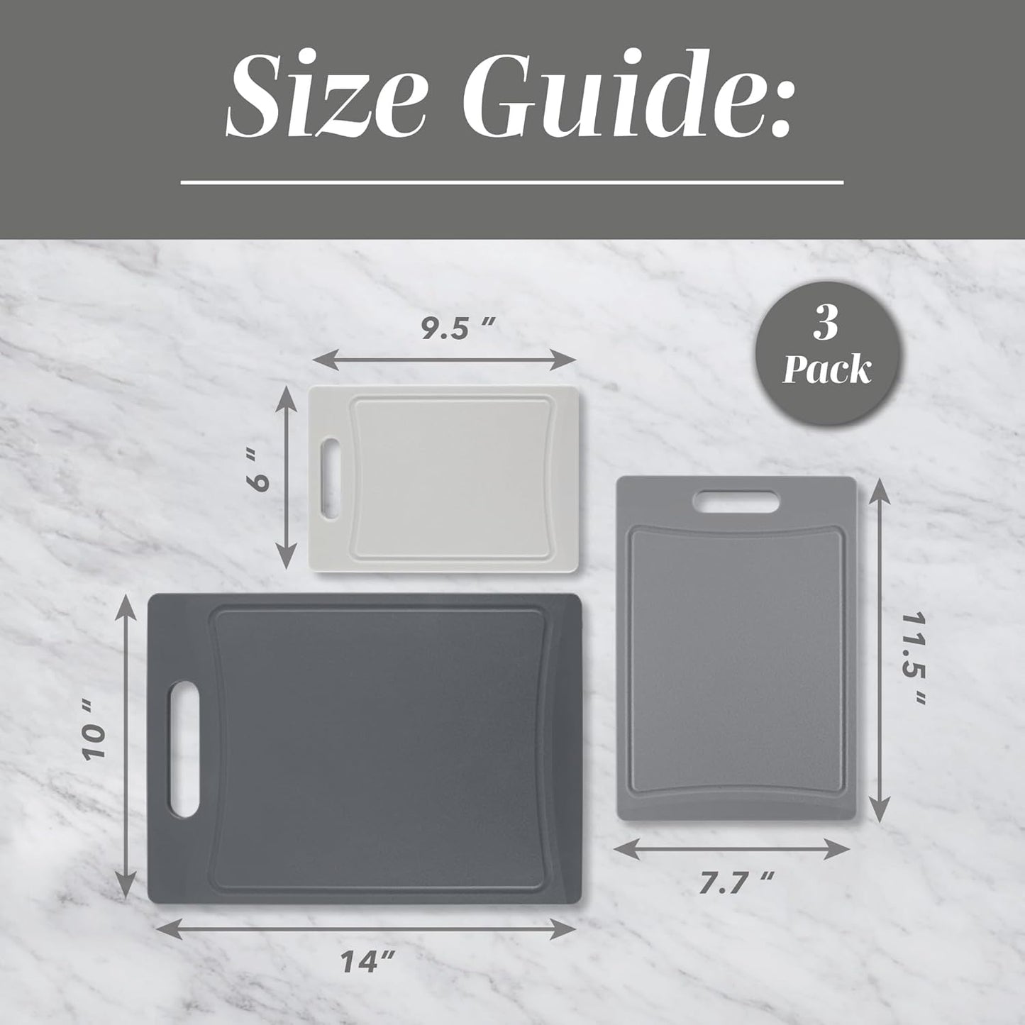 Non-Slip Cutting Board Set – Kitchen Essentials with Easy Grip Handle for Meat, Veggies, and Fruits, 4 Cutting Boards, Brown