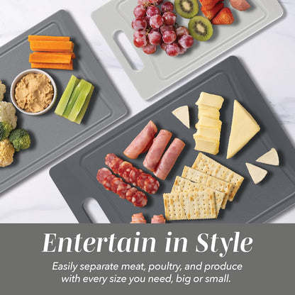 Non-Slip Cutting Board Set – Kitchen Essentials with Easy Grip Handle for Meat, Veggies, and Fruits, 4 Cutting Boards, Brown