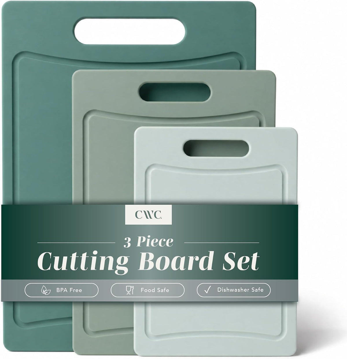 Non-Slip Cutting Board Set – Kitchen Essentials with Easy Grip Handle for Meat, Veggies, and Fruits, 4 Cutting Boards, Brown