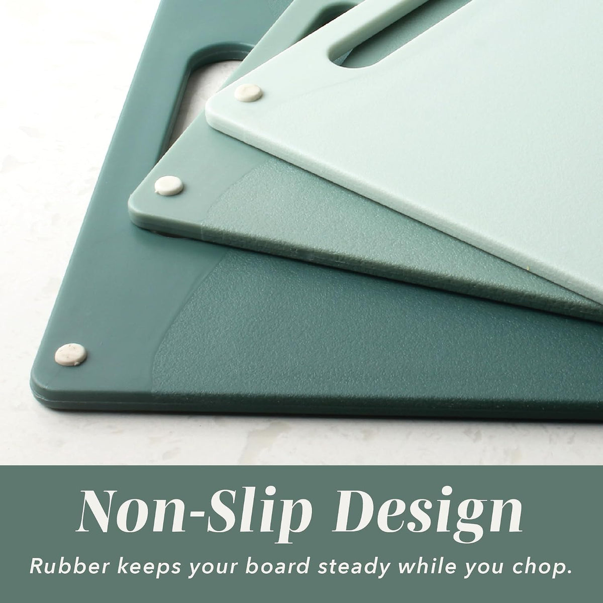 Non-Slip Cutting Board Set – Kitchen Essentials with Easy Grip Handle for Meat, Veggies, and Fruits, 4 Cutting Boards, Brown