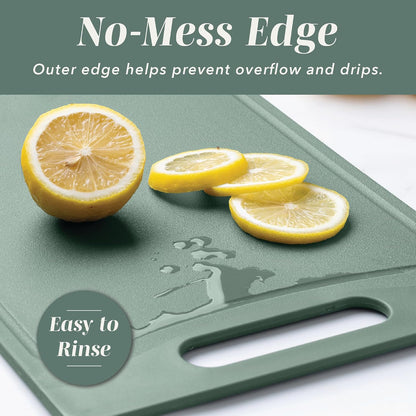 Non-Slip Cutting Board Set – Kitchen Essentials with Easy Grip Handle for Meat, Veggies, and Fruits, 4 Cutting Boards, Brown