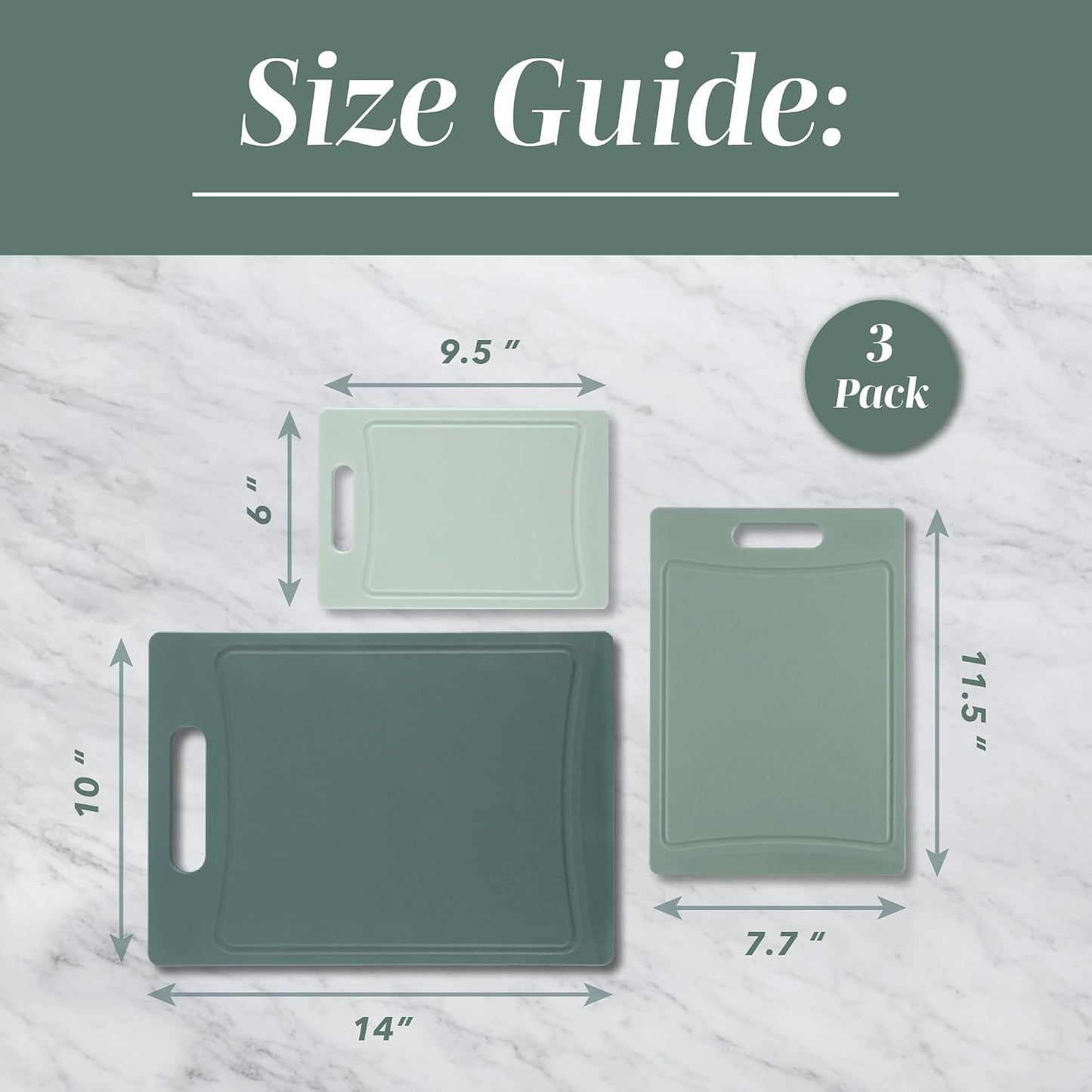 Non-Slip Cutting Board Set – Kitchen Essentials with Easy Grip Handle for Meat, Veggies, and Fruits, 4 Cutting Boards, Brown